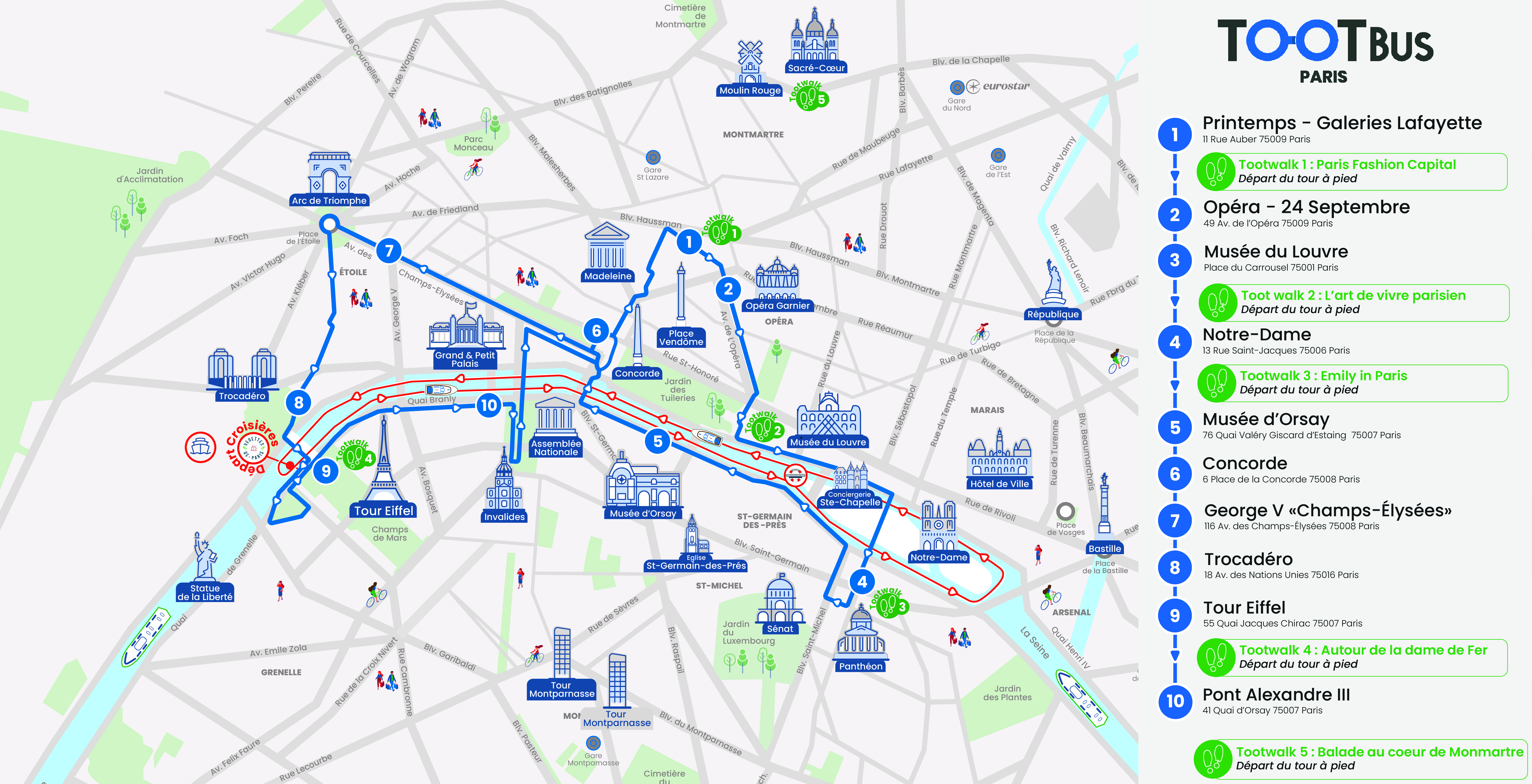Map and schedule Paris Bus Tour | Paris City Tour